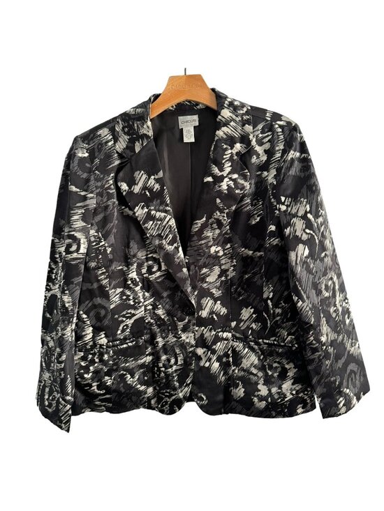 Chico's Jackets & Blazers - Chicos Silk Blend Blazer Size Large Black Multi Jacket Blazer